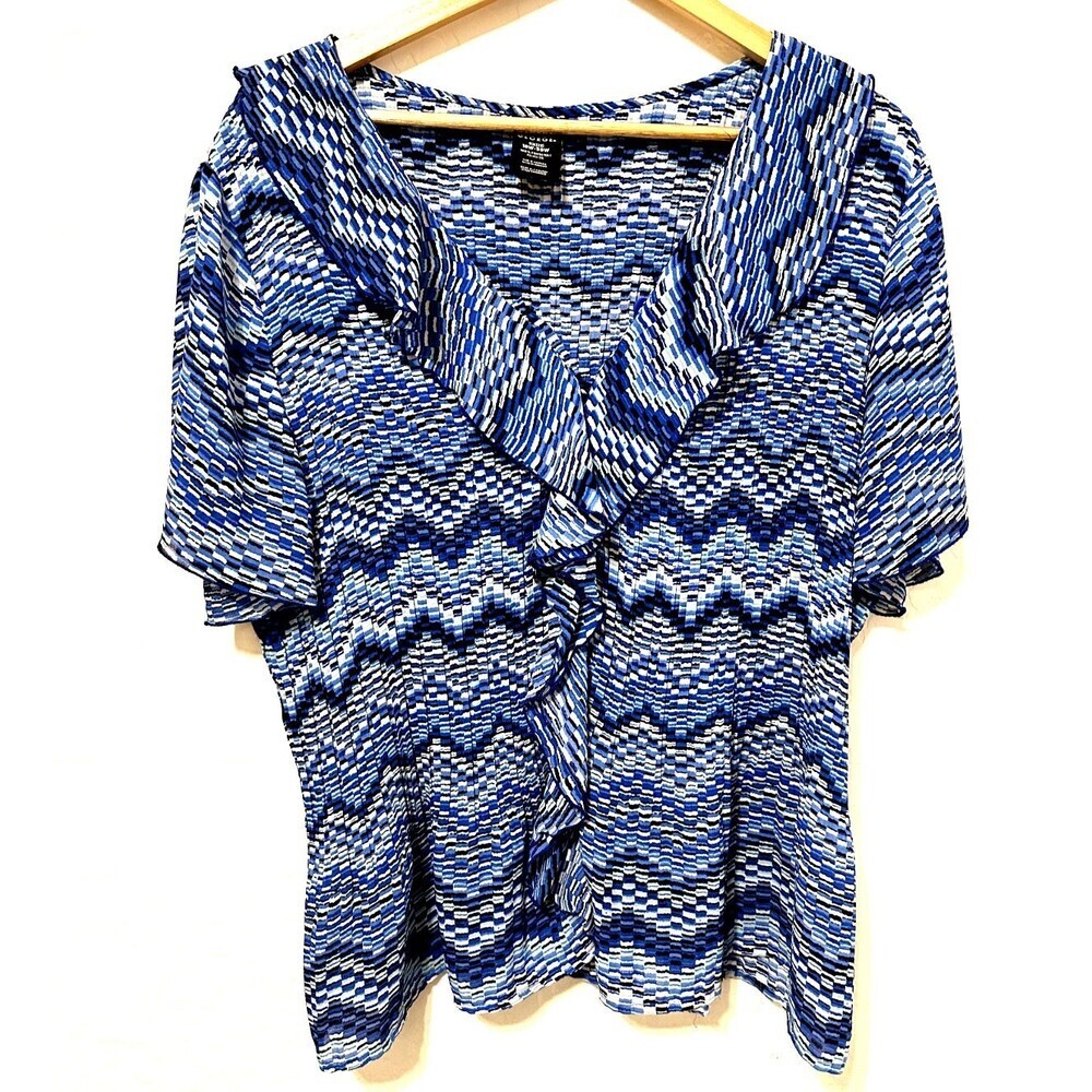 Vintage George Womans Striped Ruffle Top Size‎ 2X Y2K Retro Western Artsy Boho